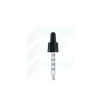 Pipeta szklana HDPE 18/415 77 mm czarna ze skalą 0.25, 0.5, 0.75, 1.0 czarną