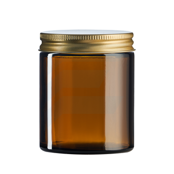 Słoik szklany brązowy 180 ml z nakrętką aluminiową złotą