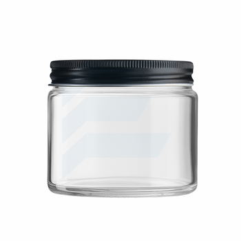 Słoik szklany bezbarwny 250 ml z nakrętką aluminiową czarną