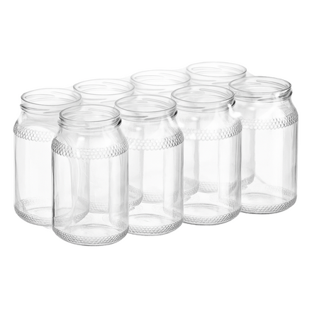 Słoik Szklany Bezbarwny 900 ml TO82 z Wzorem Plastra Miodu -384szt - PALETA