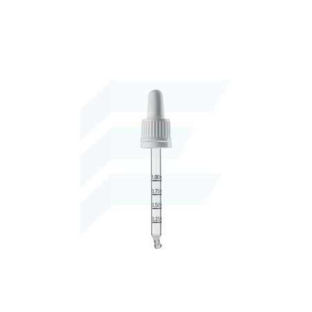 Pipeta szklana HDPE 18/415 89 mm biała ze skalą 0.25, 0.5, 0.75, 1.0 czarną