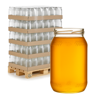 Słoik Szklany Bezbarwny 900 ml TO82 z Wzorem Plastra Miodu -384szt - PALETA