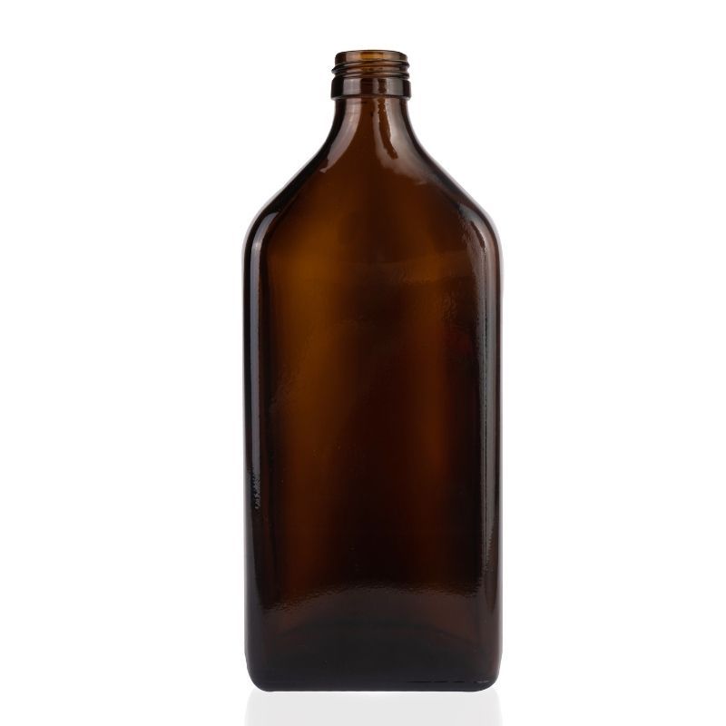 Butelka szklana 500 ml brązowa PP28 płaska